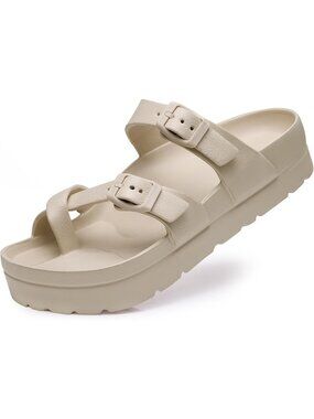 Women's Nude Platform Sandals Arch Support Comfortable Foam Cushioning Slides